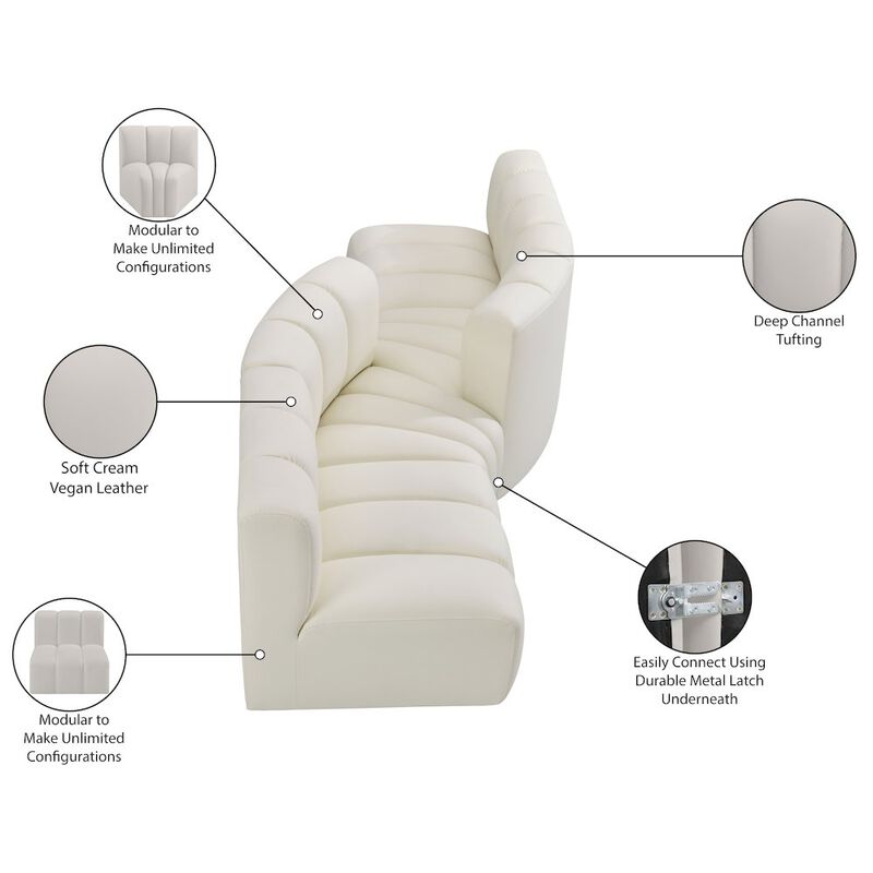 Meridian Furniture Arc Cream Vegan Leather Modular Sofa