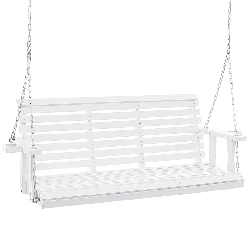 Patio Swing Chair Bench – Wooden Porch Swing with Chains, Strong Load Capacity for Backyard, Deck, or Outdoor Space