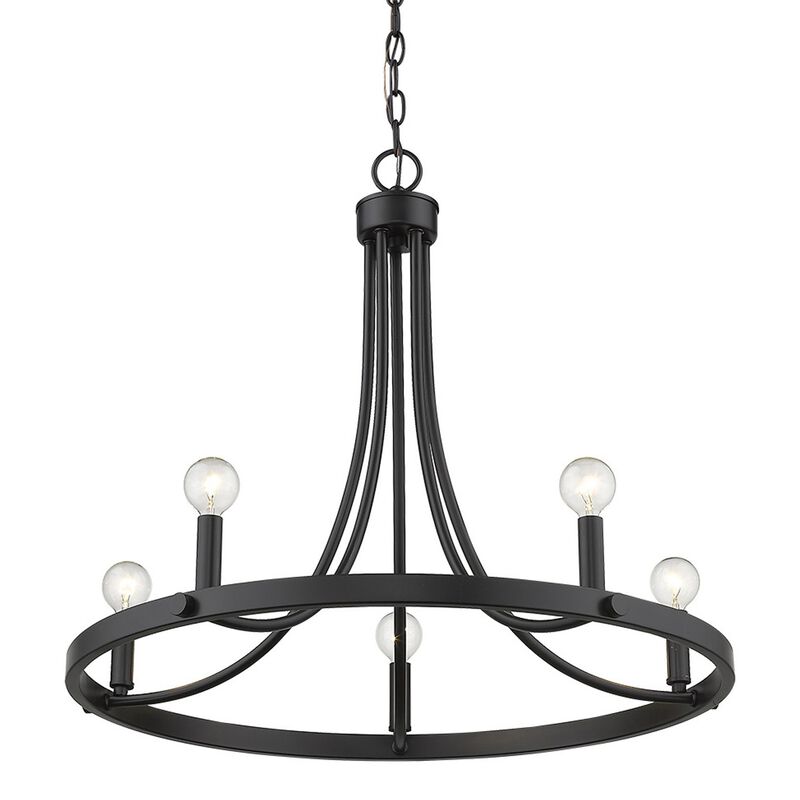 Hivvago Black Candle Style Five Light Metal Dimmable Chandelier