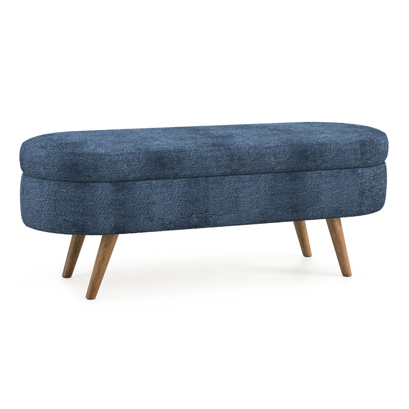 TATEUS Footstool Ottoman with Storage with Rubber Wood Legs
