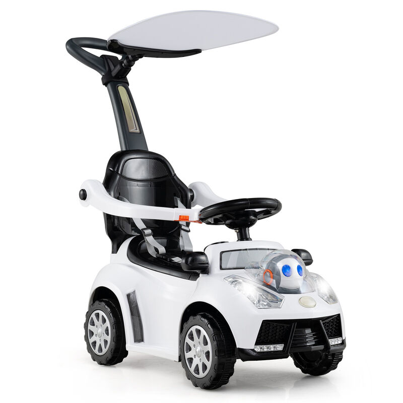 3-in-1 Toddler Ride-On Push Car with Canopy, Seat Belt and Footrest image number 6