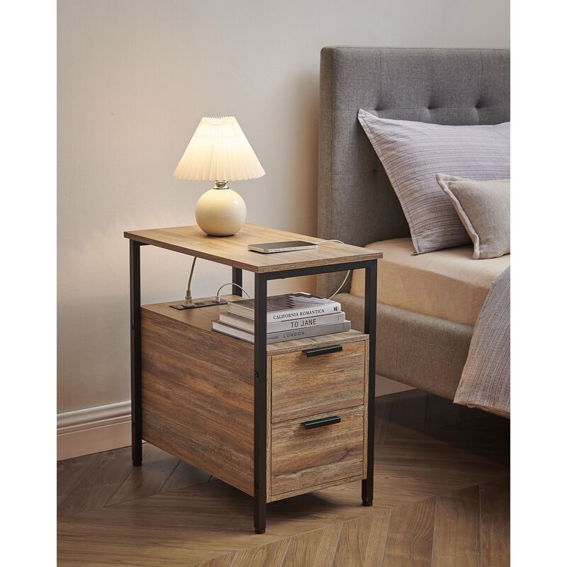 Side Table with Charging Station for Convenient Power Access and Modern Design