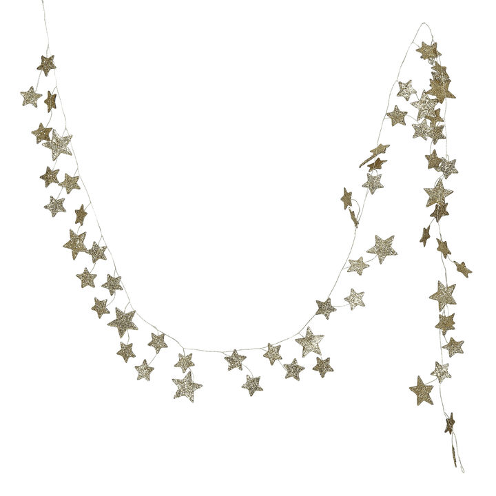 Decorative Glitter Paper Star Garland, Gold Color