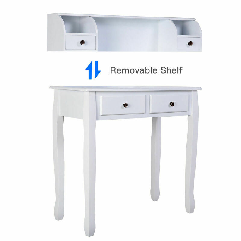 Costway Home Office Computer Desk Writing Desk with 4 Drawer White