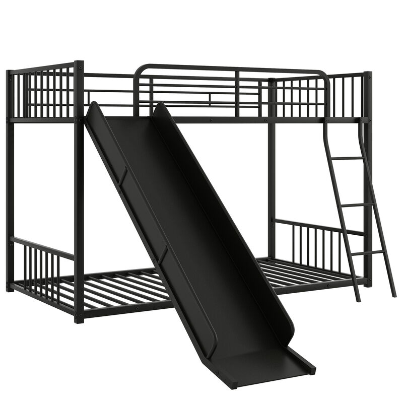 Whisen Metal Bunk Bed with Slide, Twin over Twin