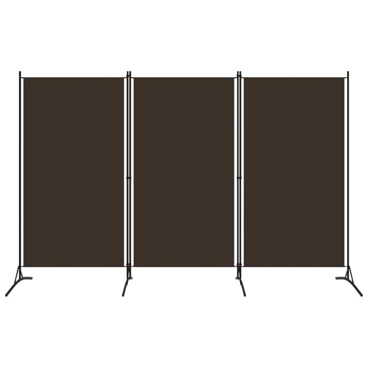 Dina 3 Panel Room Divider Screen, Brown Fabric, Black Iron, 102 Inch - Benzara