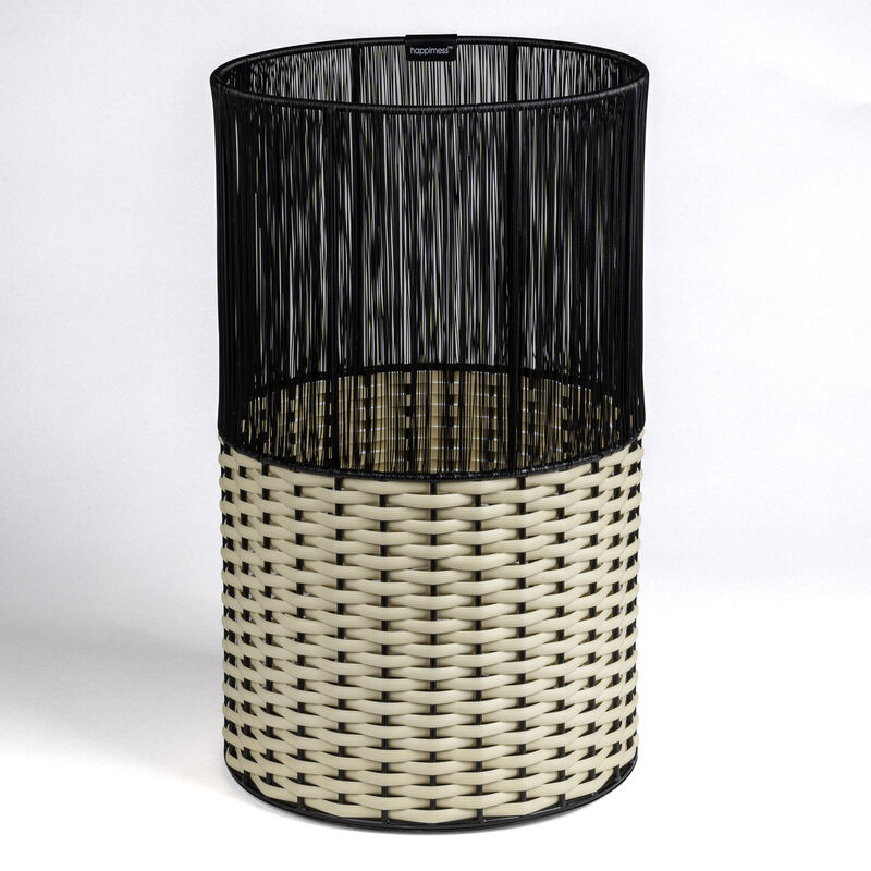 Harper Modern 2-Tone Faux Wicker Cylinder Waste Basket