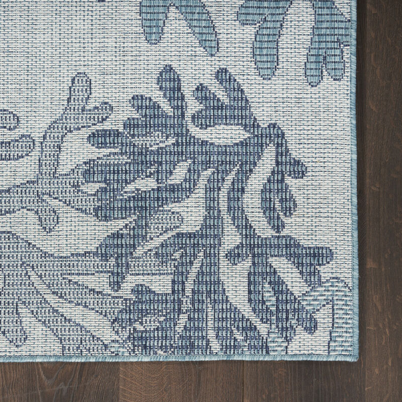 HomeRoots 4' X 6' Navy Blue Ivory And Blue Nautical Indoor Outdoor Area Rug image number 3