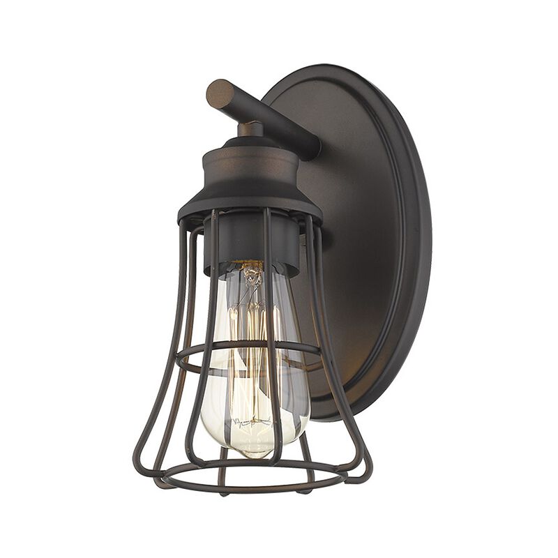 Hivvago One Light Bronze Cage Wall Light