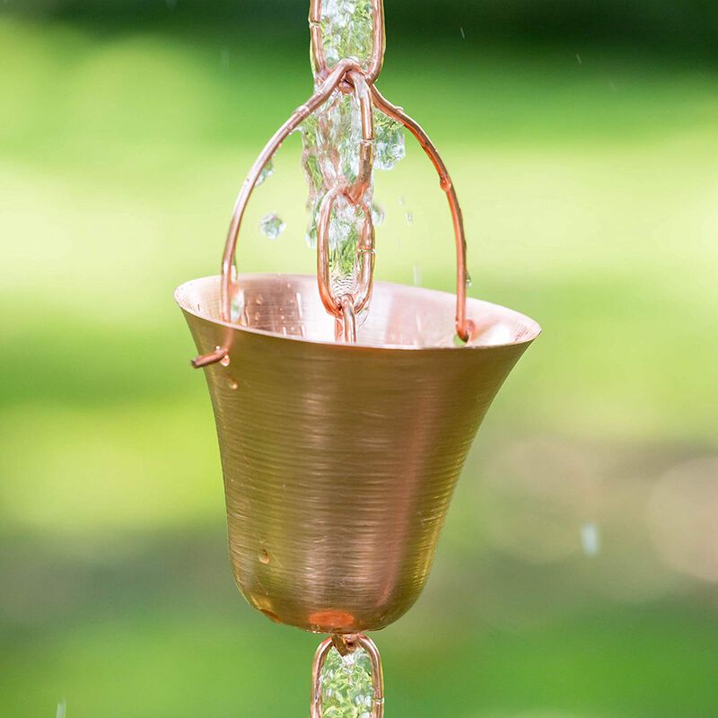 Marrgon Copper Rain Chain - Bell Style Cups for Gutter Downspout Replacement image number 2