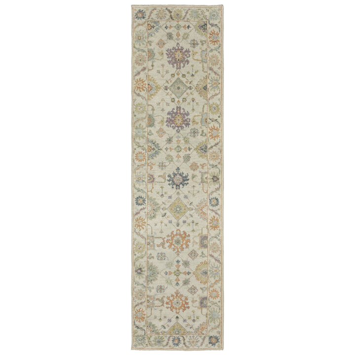 HomeRoots Wool Oriental Hand Knotted Runner Rug With Fringe
