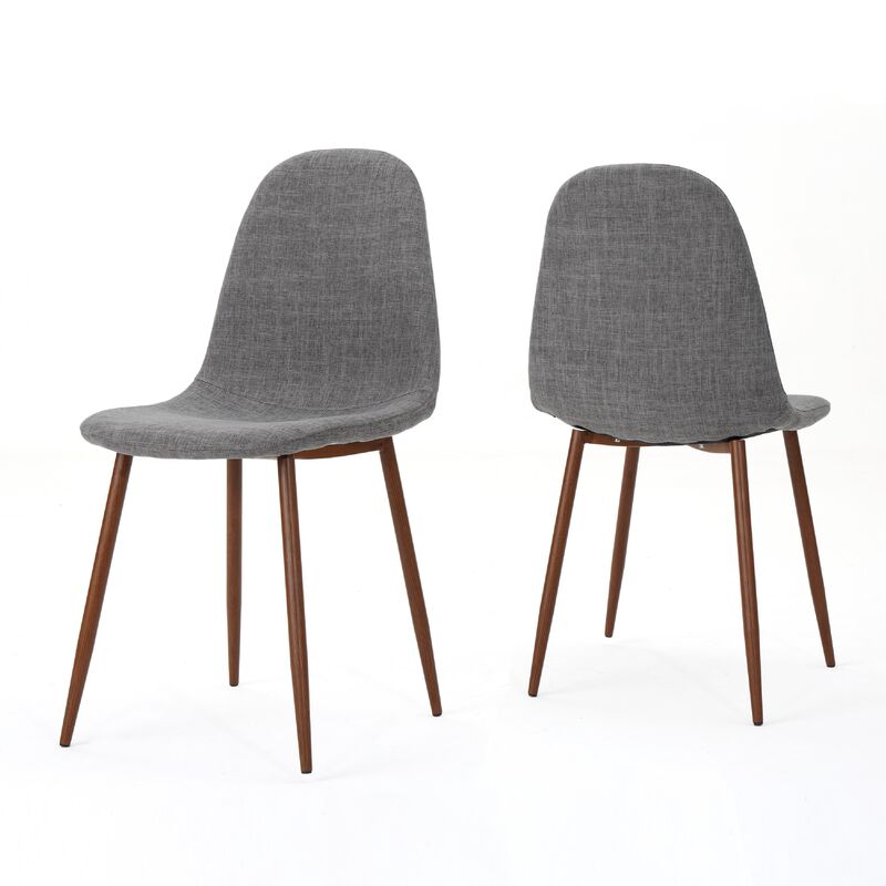 Dining Chair Set of 2, Light Gray Seat and Back Cushion, Brown Metal image number 0