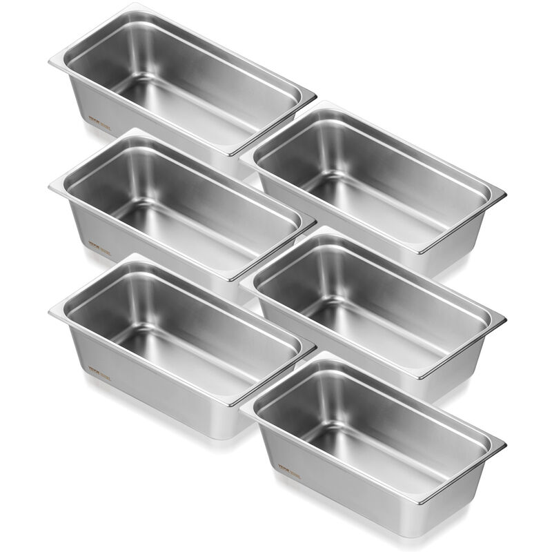 VEVOR 6 Pack Full Size Hotel Pans Steam Table Pan Stainless Steel 6" Deep