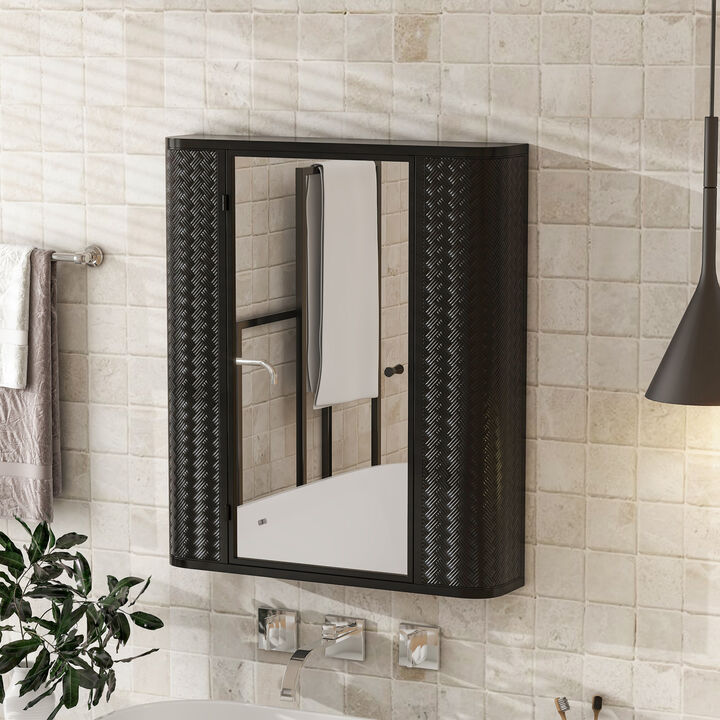 ELEMENT ACE Wall-Mounted Bathroom Cabinet with Mirror Metal Framed Door Medicine Cabinet Inner Shelves Storage Modern Farmhouse Style