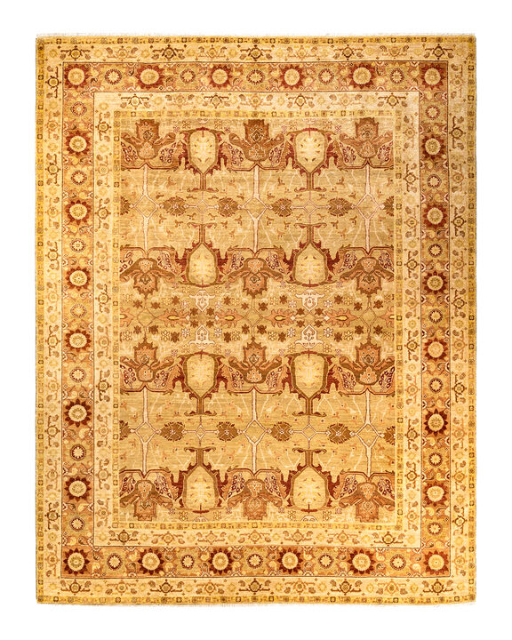 Eclectic, One-of-a-Kind Hand-Knotted Area Rug  - Yellow, 9' 1" x 12' 1"