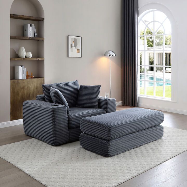 Merax Boneless Chaise Lounge Chair Indoor-Oversized Cloud-Like Cozy Comfy Modular