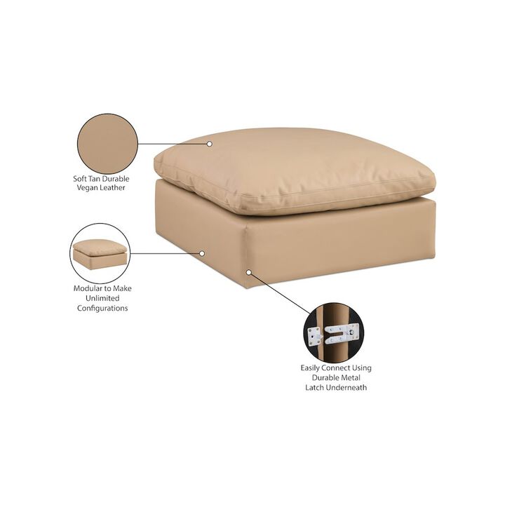 Meridian Furniture Comfy Tan Vegan Leather Modular Ottoman