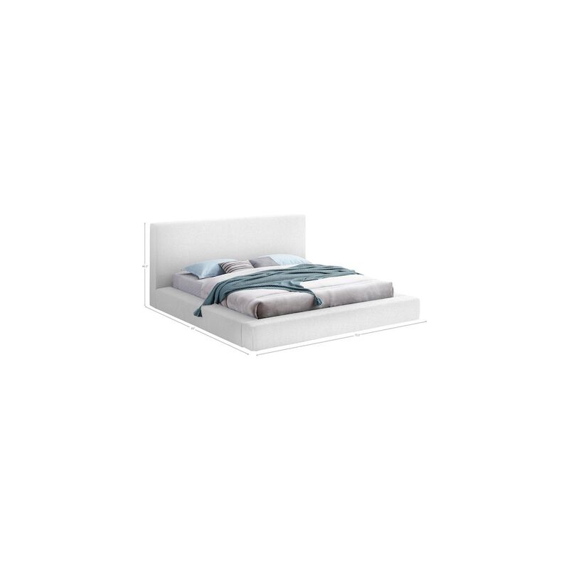 Meridian Furniture Terra White Boucle Fabric Full Bed