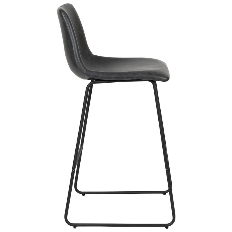 HomeRoots Set of Two 29" Black Faux Leather and Aluminum Bar Height Bar Chairs image number 3