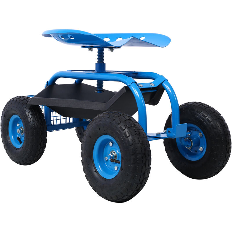Streamdale Rolling Garden Cart with Seat, Wheels, and Tool Tray image number 8
