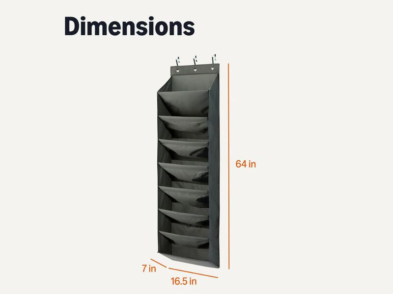 Over Door Shoe Organizer 8 Tier Closet Storage Grey Large Capacity image number 2
