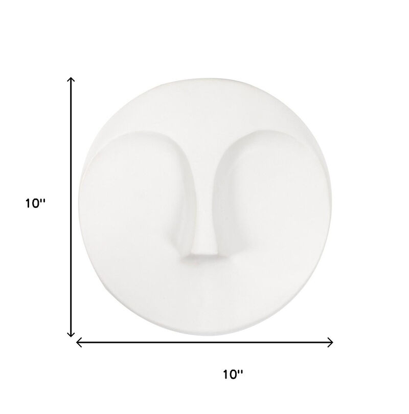 HomeRoots 10" White Ceramic Face Round Wall Decor image number 5