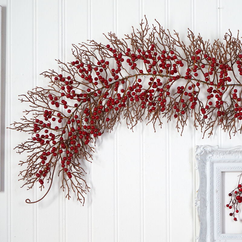 HomPlanti 6' Red Berry Artificial Christmas Garland
