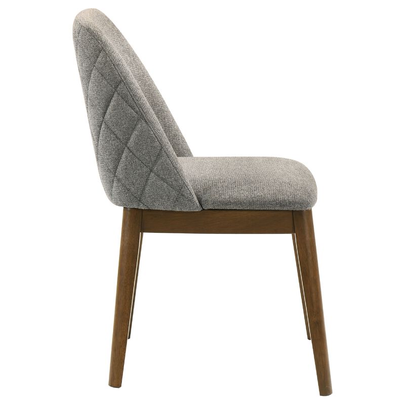 Freda Dining Chair, Set of 2, Gray Diamond Quilted Fabric, Brown Wood image number 6