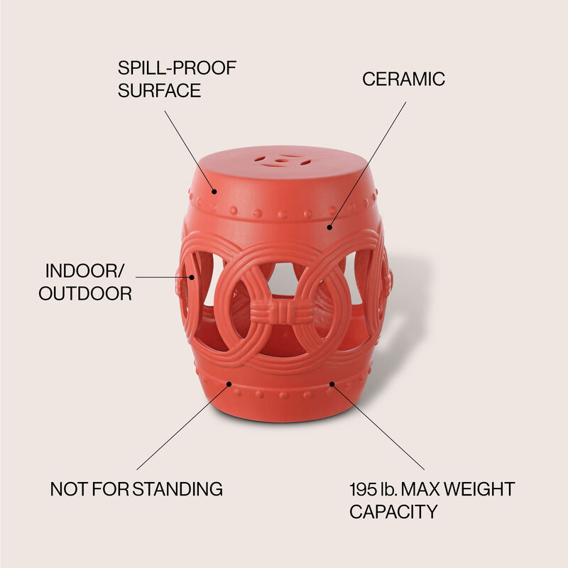 Lucky Coins Chinese Ceramic Drum Garden Stool