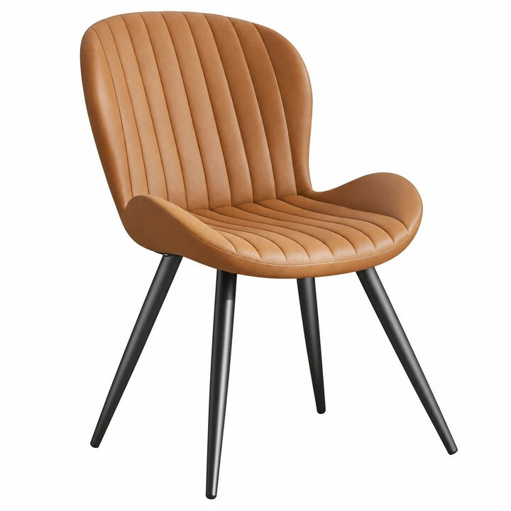 Modern Ribbed Upholstered Dining Chair Set of 4