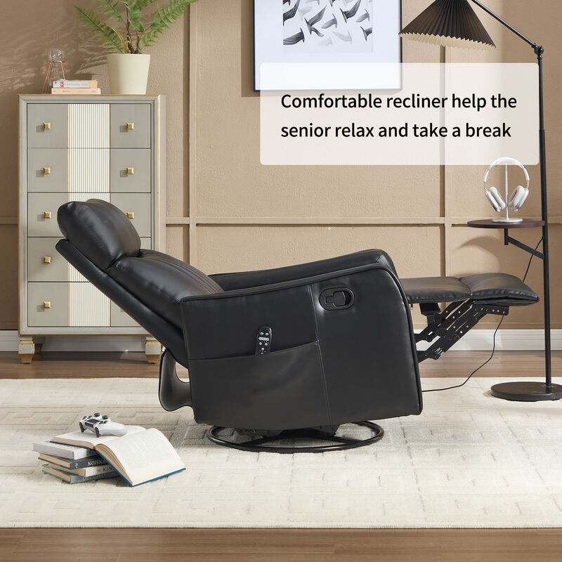 Faux Leather Manual Recliner Chair with Heat and Massage, Living Room Rocker and Swivel Chair image number 7