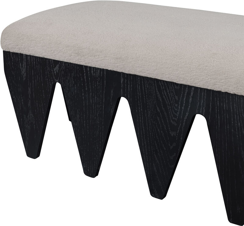 Meridian Furniture Altair Beige Velour Fur Fabric Bench