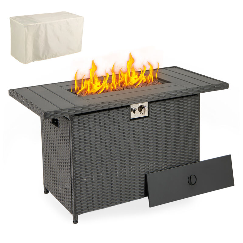 2-in-1 Rattan Propane Gas Fire Pit Table with Stainless Steel Burner image number 4