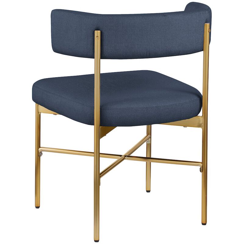 Meridian Furniture Rivage Deep Navy Durable Linen Textured Fabric Dining Chair, Set of 2
