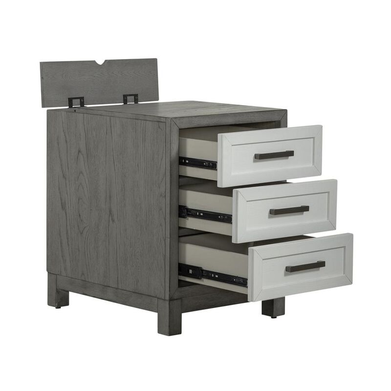 Liberty Furniture 3 Drawer Chairside Table Contemporary White in Two-Tone Shell White image number 8