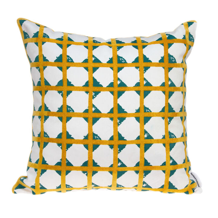HomeRoots 20" Gold and White Geometric Throw Pillow