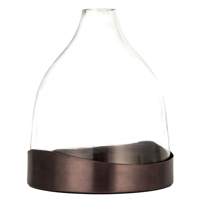 Sophisticated Glass Cloche with Metal Tray, Clear and Black Nickel image number 3