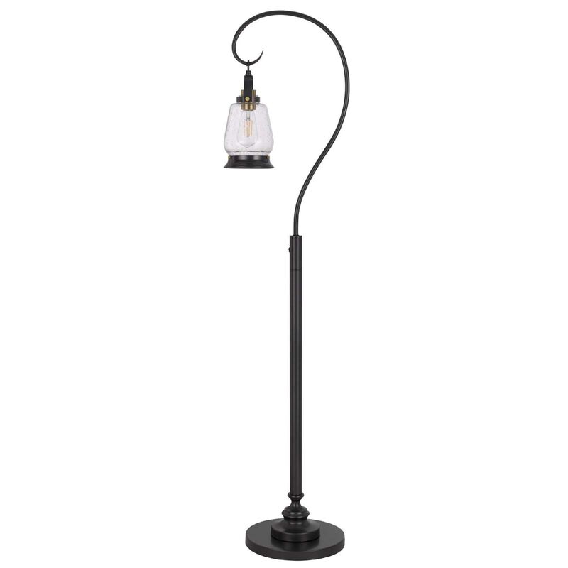 Jerry Classic Lantern Floor Lamp, Bubble Glass Shade, Dark Bronze Metal image number 0