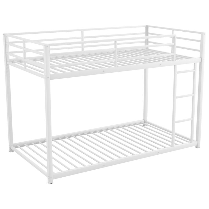 Whisen Twin over Twin Metal Bunk Bed, Low Bunk Bed with Ladder