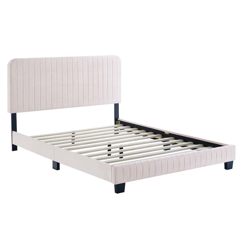Celine Channel Tufted Performance Velvet Twin Platform Bed image number 1