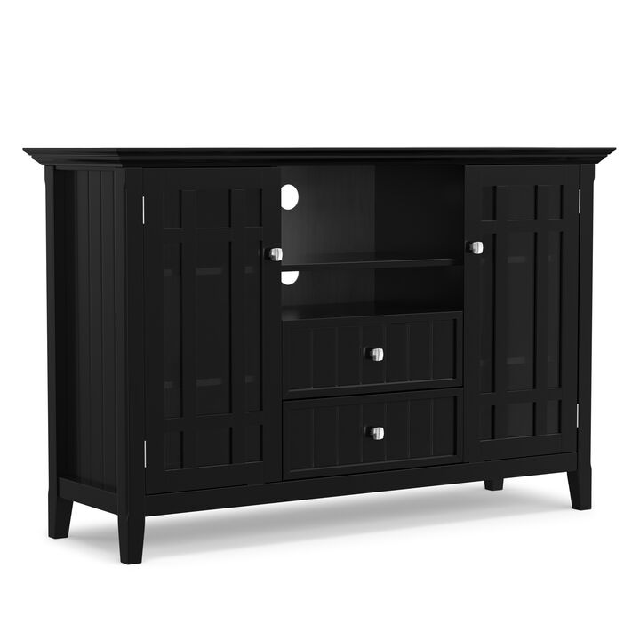 Bedford SOLID WOOD 53 inch Wide Transitional TV Media Stand in Black For TVs up to 60 inches