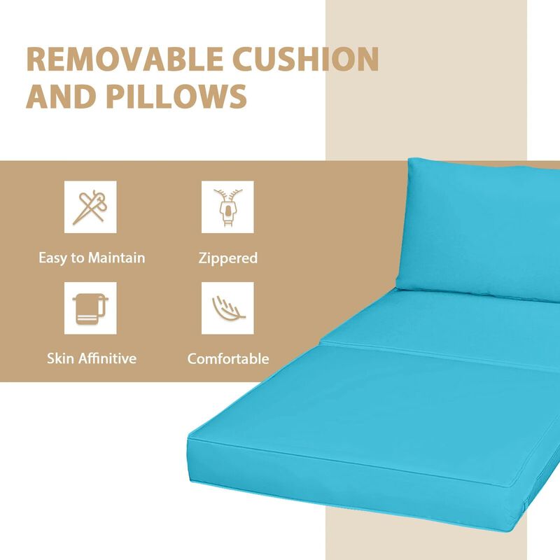 Mondawe 5 Pieces Wicker Lounge Chair Set with Washable Zippered Cushions