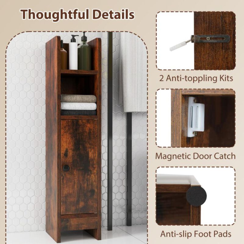 Hivvago Bathroom Slim Cabinet Corner with Door and Adjustable Shelf