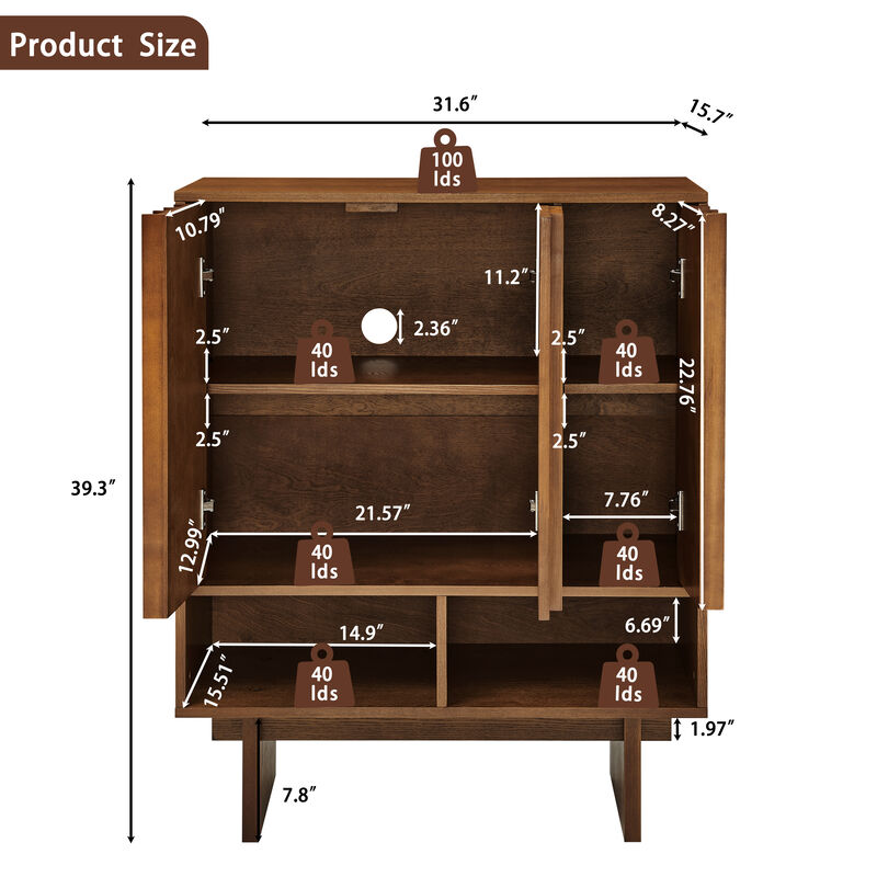 Harjas 3 Doors Mid Century Modern Buffet image number 3