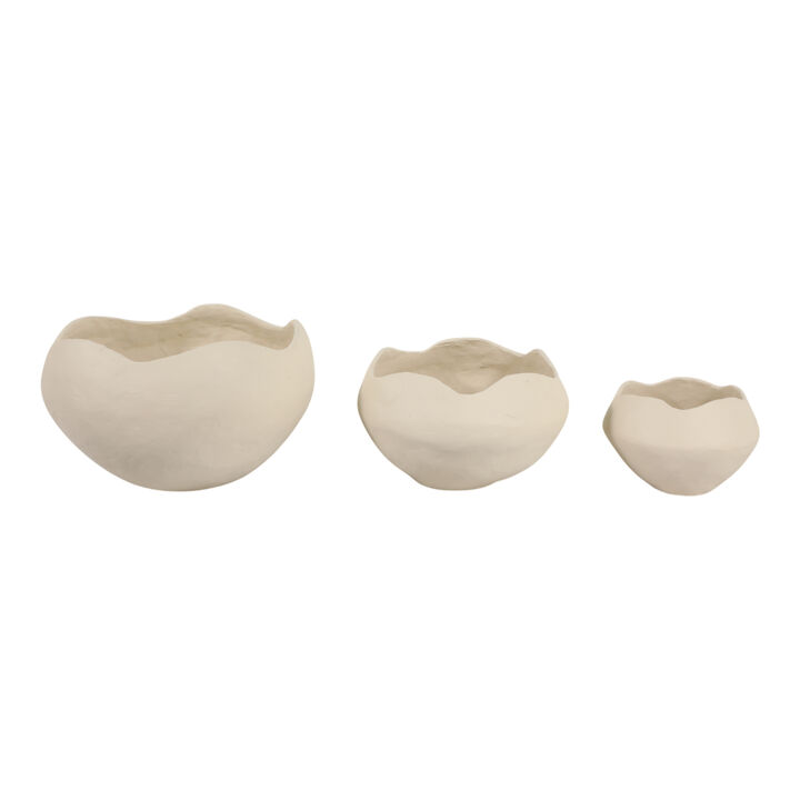 S/3 Curvy Edge Bowls, Ivory