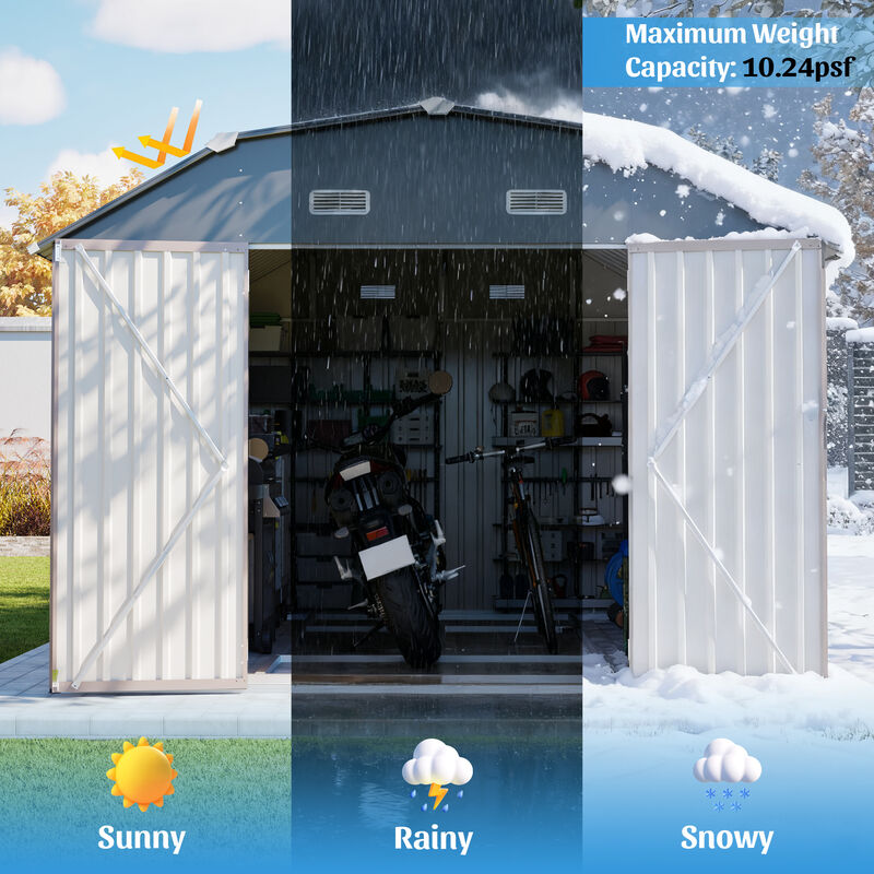 Metal Outdoor Storage Shed with Floor Frame Kit Tool Shed Heavy Duty image number 4