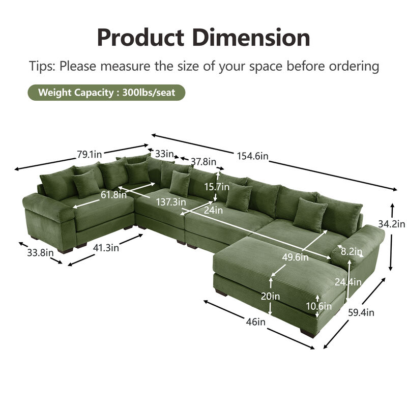 Meksik Oversized Cloud U‑Shape Modular Sectional Sofa image number 9