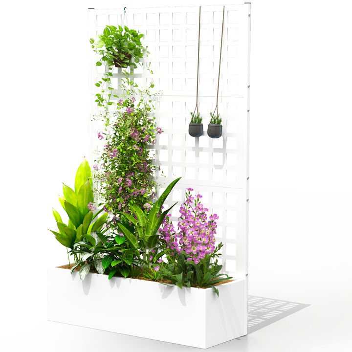 Hivvago 43"x16"x70" Galvanized Planter with Trellis for Vines and Herbs