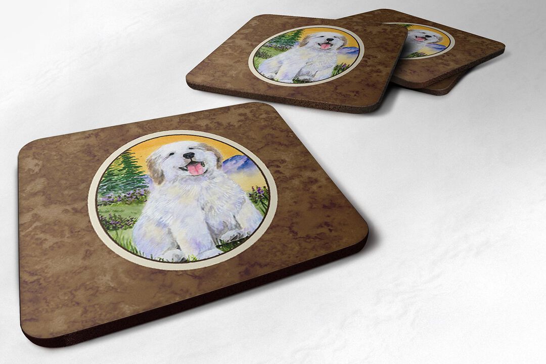 Caroline's Treasures SS8469FC Great Pyrenees Foam Coasters (Set of 4), 3.5 H x 3.5 W, Multicolor
