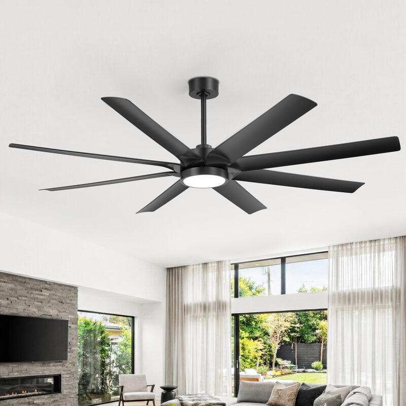 Breezary 72 Inch LED Ceiling Fan with Light,8 Blade, Remote Control, 6 Speeds, Quiet Indoor Fan image number 8